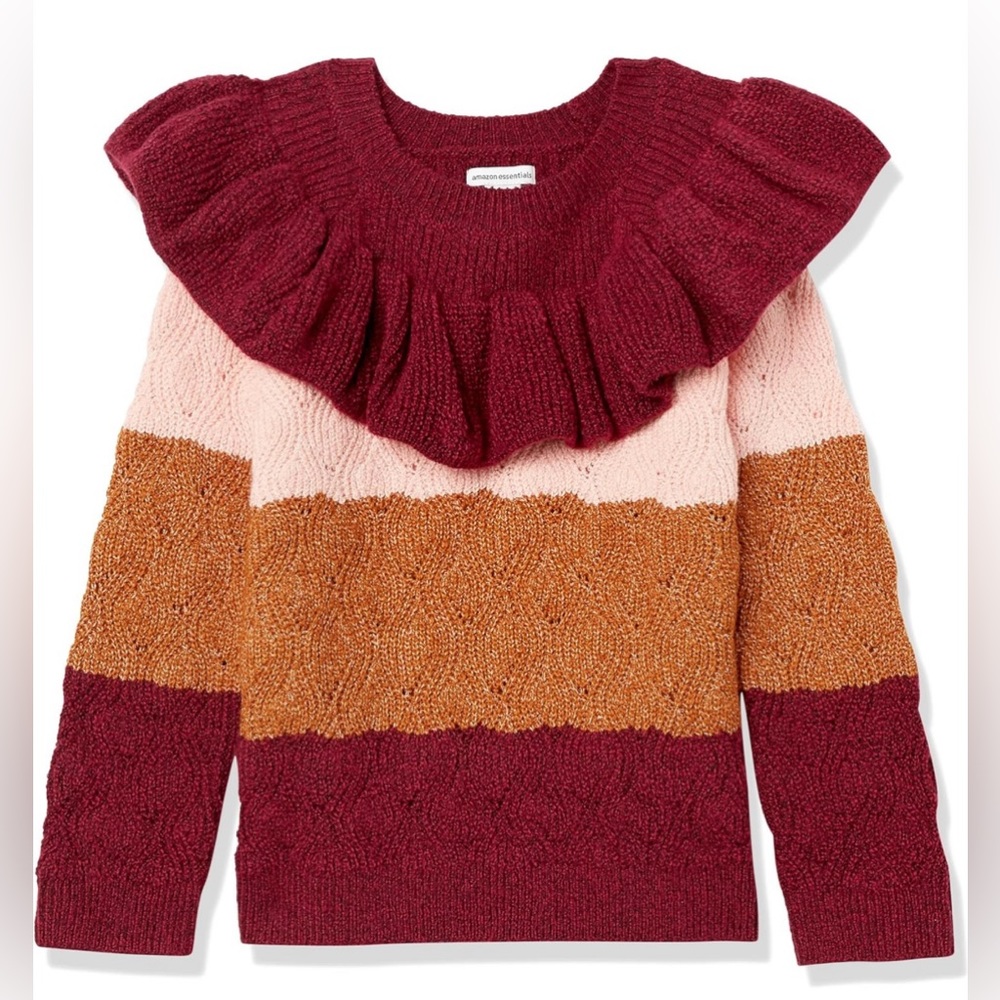 Girls Soft Touch Ruffle Sweater Medium